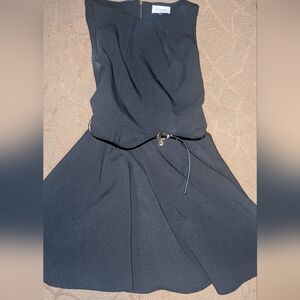 Closet LONDON LADIES 12  Black FLATTERING Mini Dress with Chic CHARM Belt